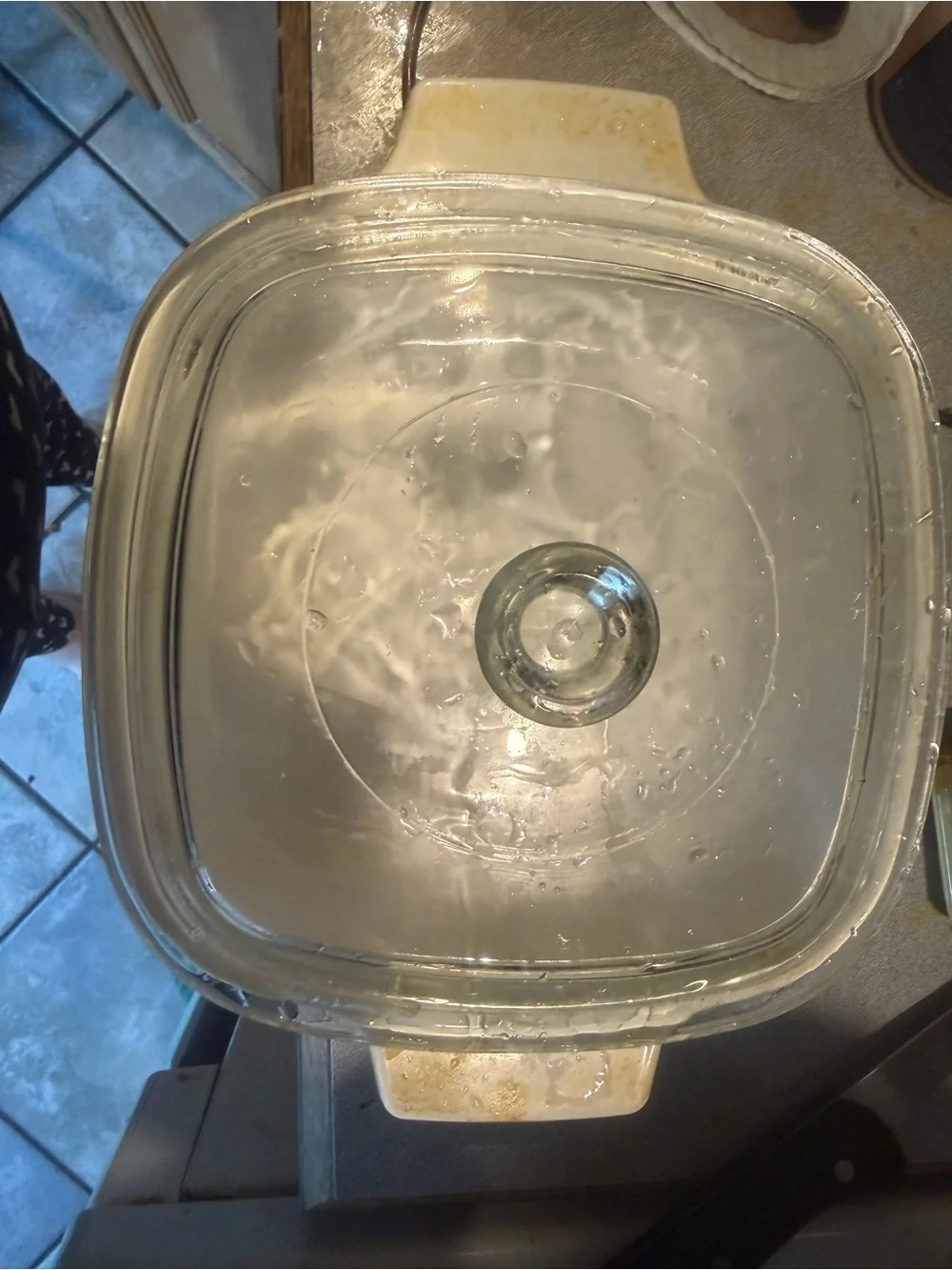 CorningWare L'Echalote 1 Quart Casserole Vegetable Pattern with original lid.